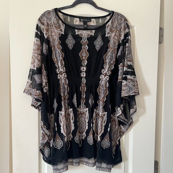 INC International Concepts Black Nylon Patterned Blouse Camisole Women's size M - Picture 1 of 16